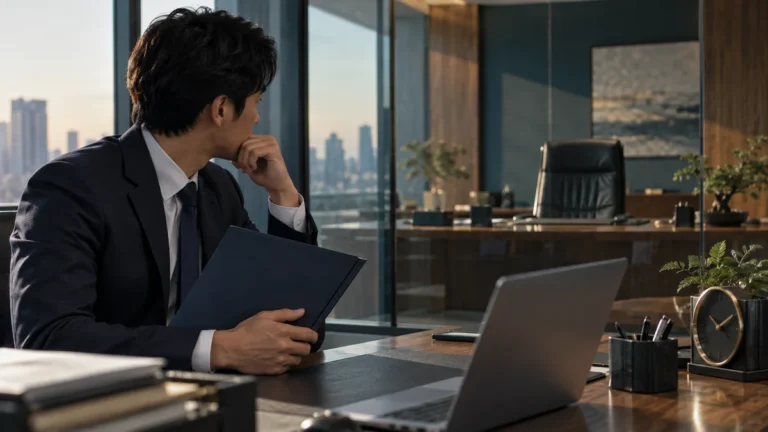 承認資料を手に判断を待つ会社員のイメージ