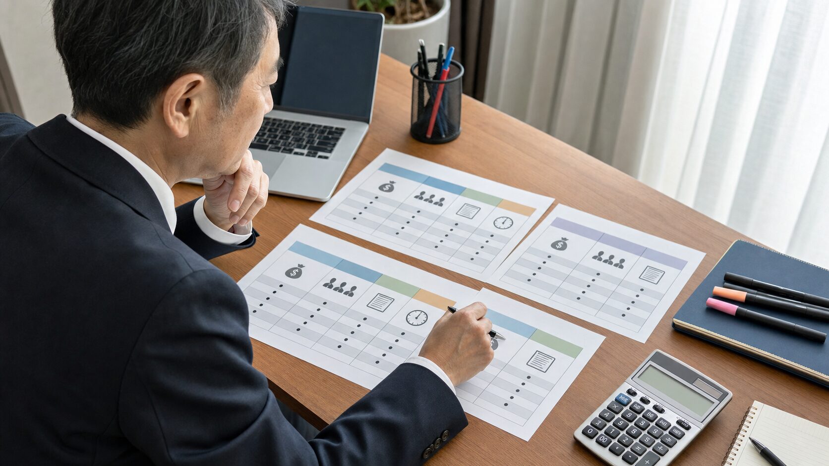 50代の転職条件を比較表で整理するビジネスパーソン
