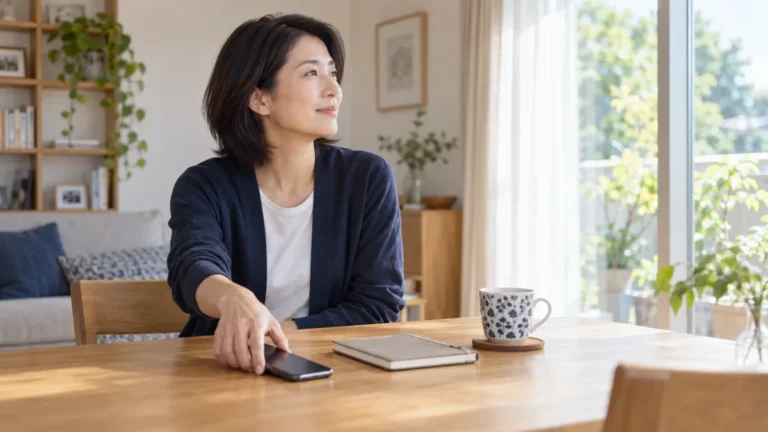 休日にスマートフォンから離れて休息する管理職のイメージ（AI生成）