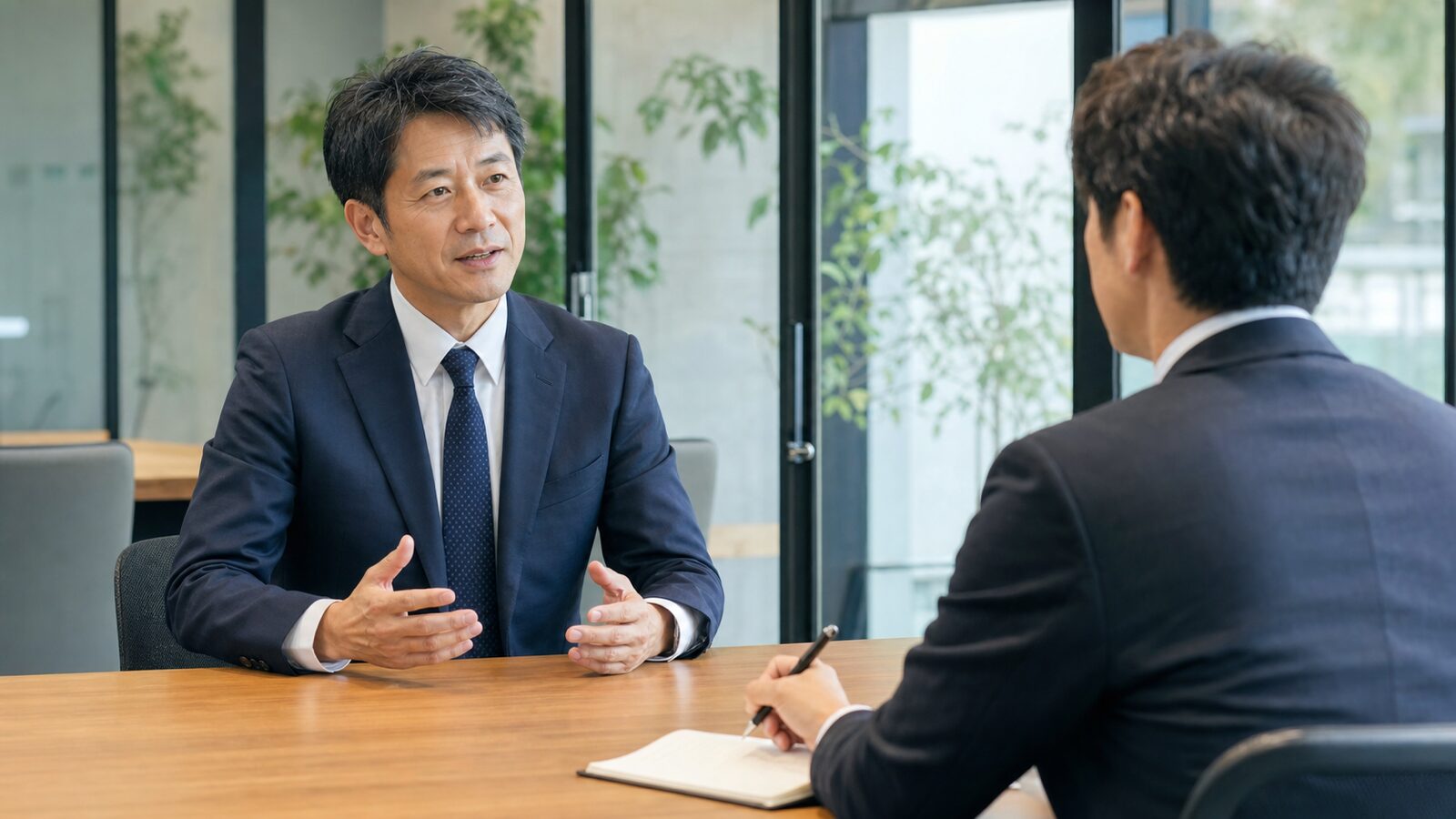 中途採用の模擬面接で回答を練習する様子