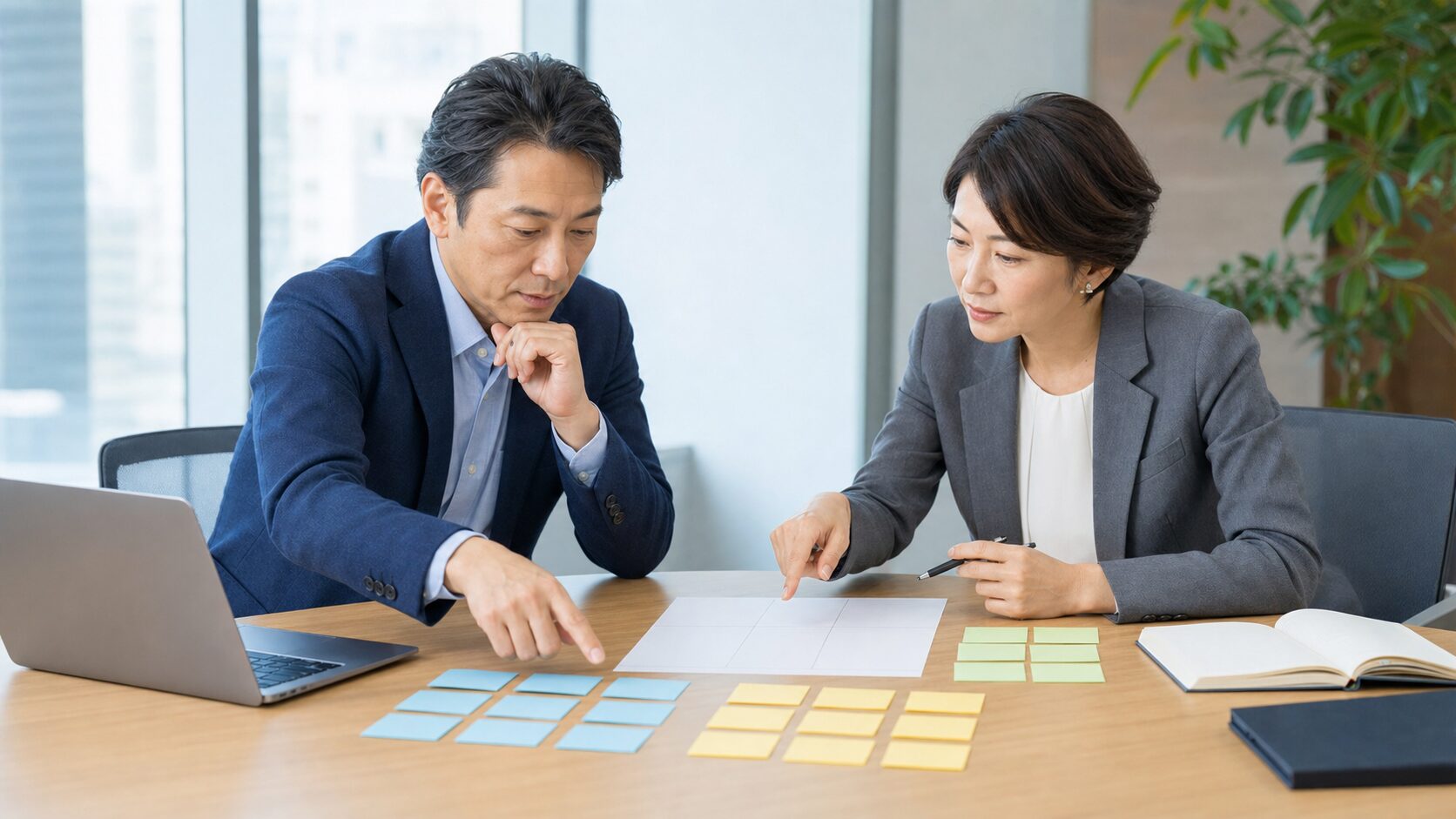 検索の目的と調査項目を整理するビジネスパーソン