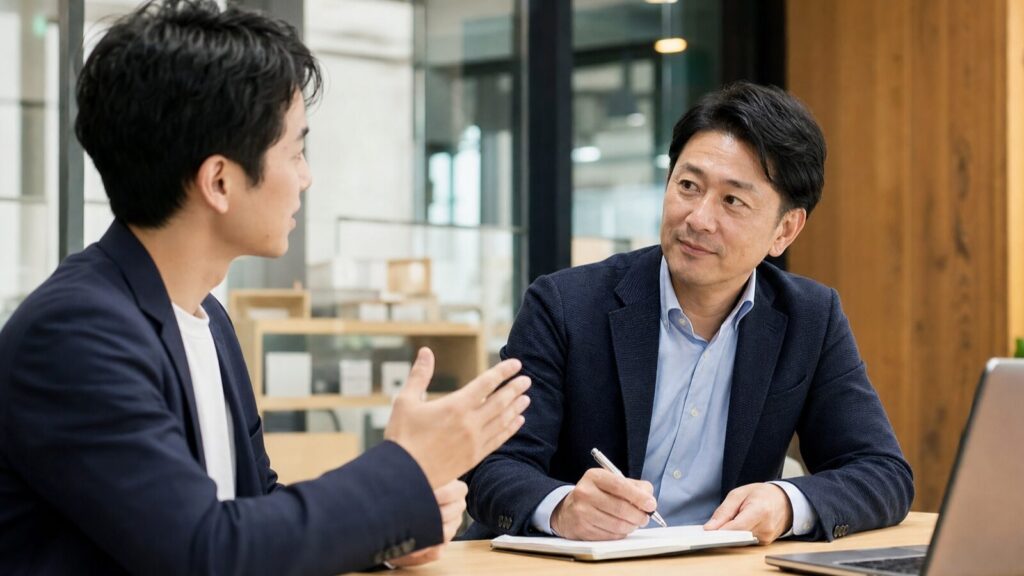 部下から懸念を聞き取り対応を記録する管理職