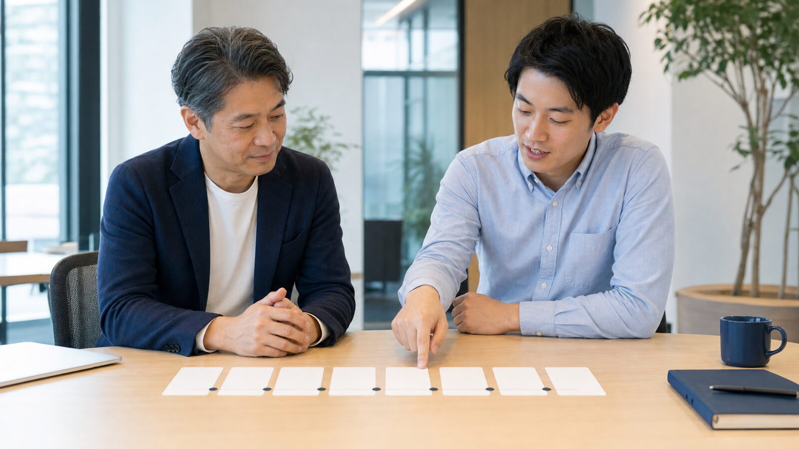部下育成を始める管理職が30日間の計画を確認している様子